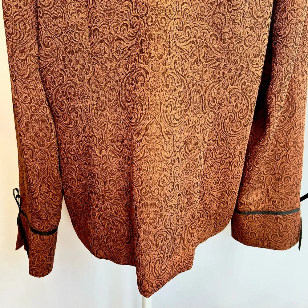 Drapers And Damons Rust Orange Floral Paisley Open Front Blazer Jacket Size 14 - Picture 10 of 12